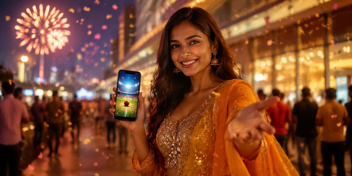 Player using mobile app at Mumbai Bandra casino night market